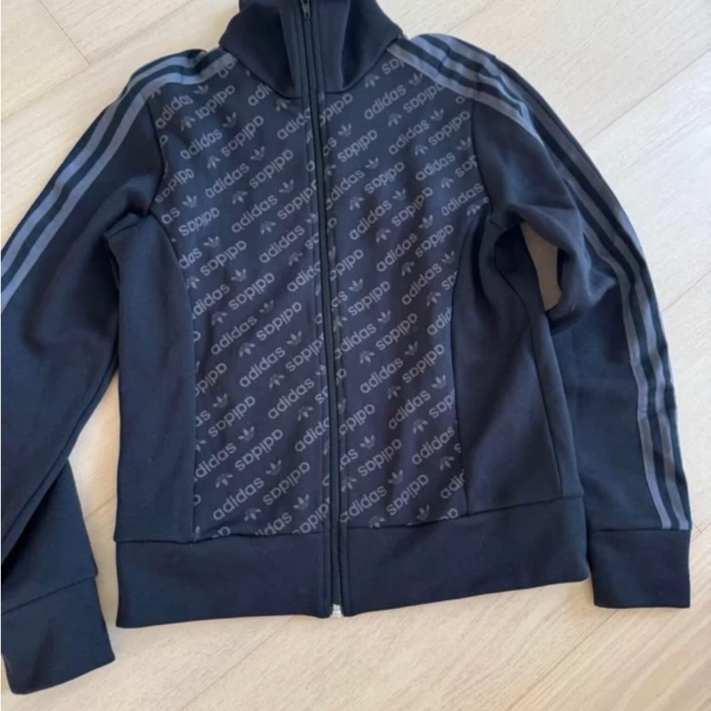 Adidas Women's Black and Gray Bomber Jacket